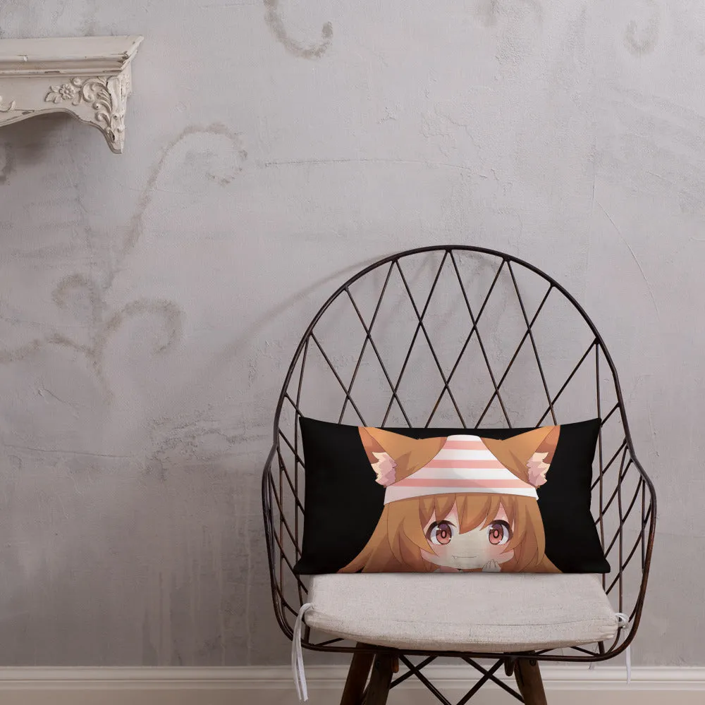 Chibi Kanako Cartoon Print Pillow Black Premium