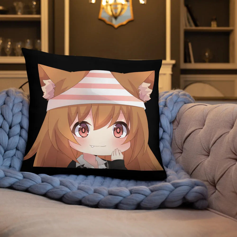 Chibi Kanako Cartoon Print Pillow Black