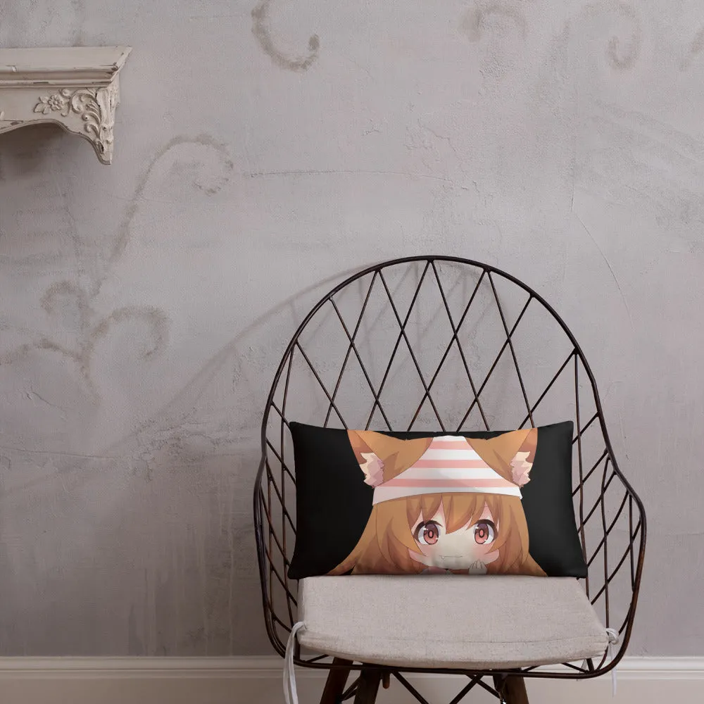 Chibi Kanako Cartoon Print Pillow Black
