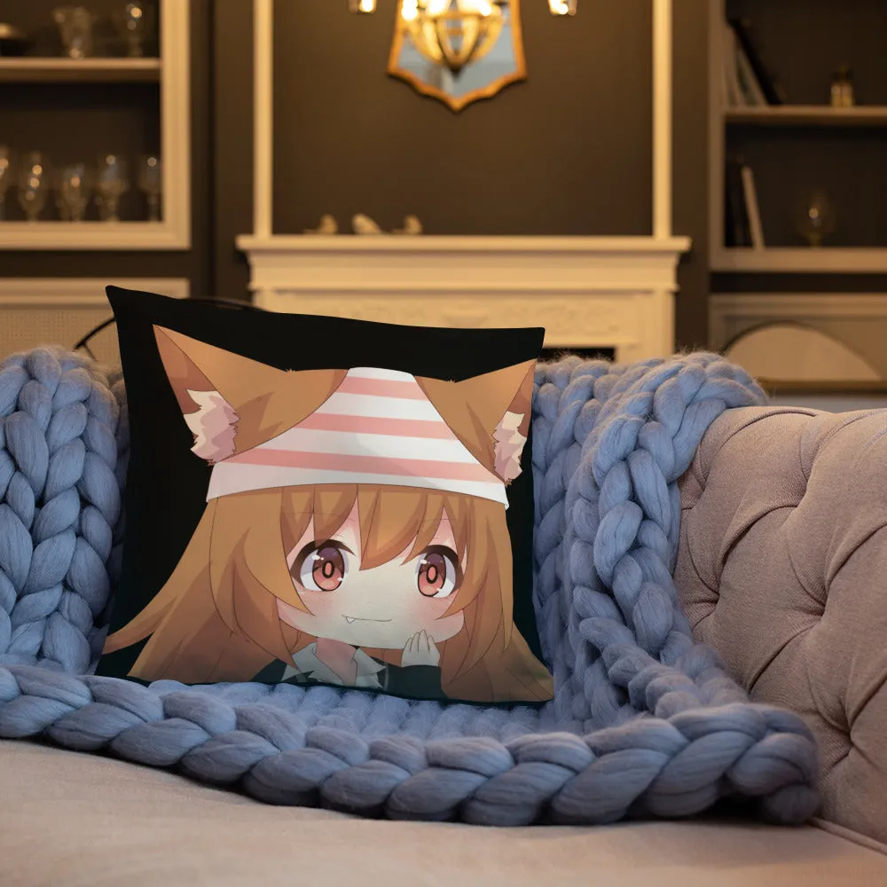 Chibi Kanako Cartoon Print Pillow Black
