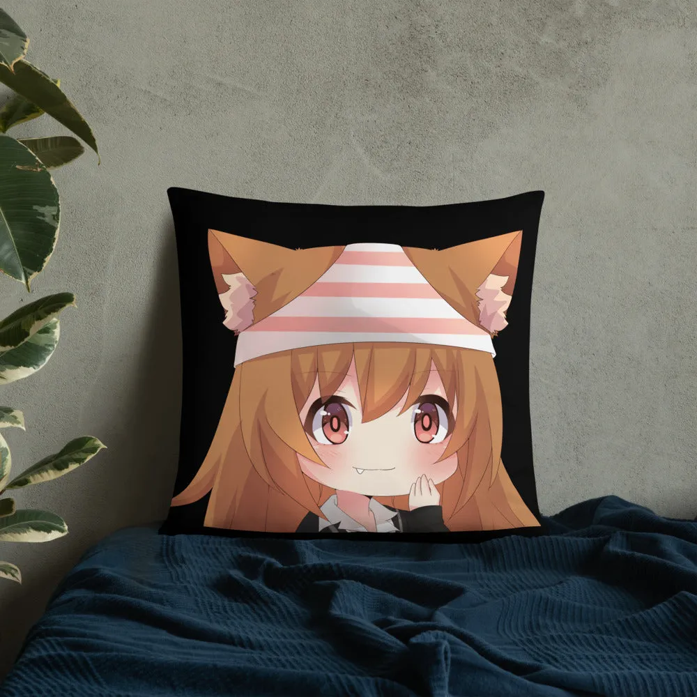 Chibi Kanako Cartoon Print Pillow Black