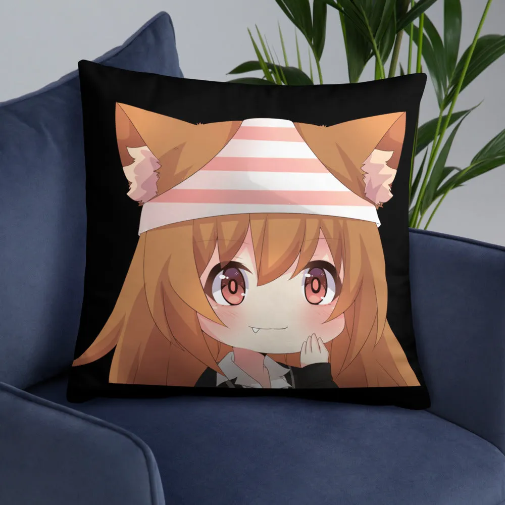 Chibi Kanako Cartoon Print Pillow Black