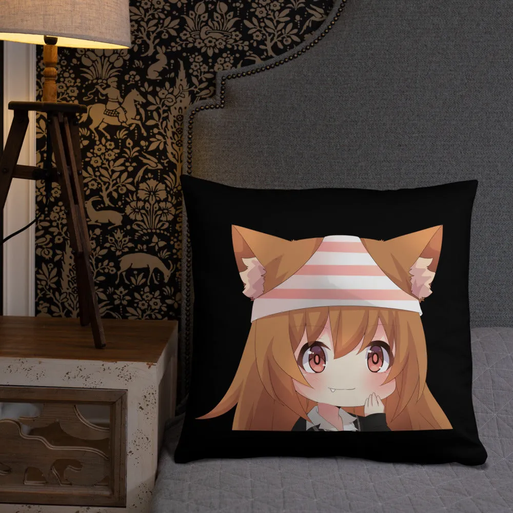 Chibi Kanako Cartoon Print Pillow Black