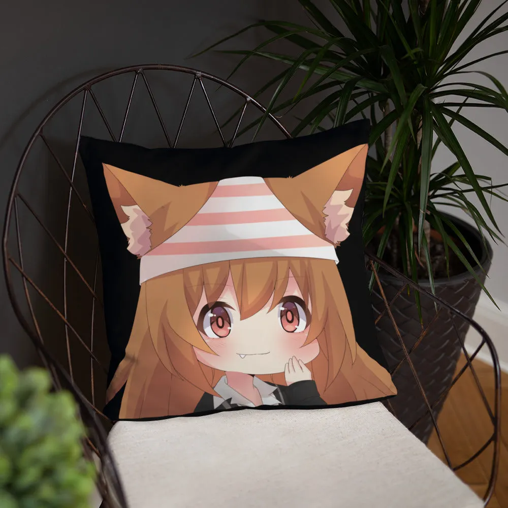 Chibi Kanako Cartoon Print Pillow Black