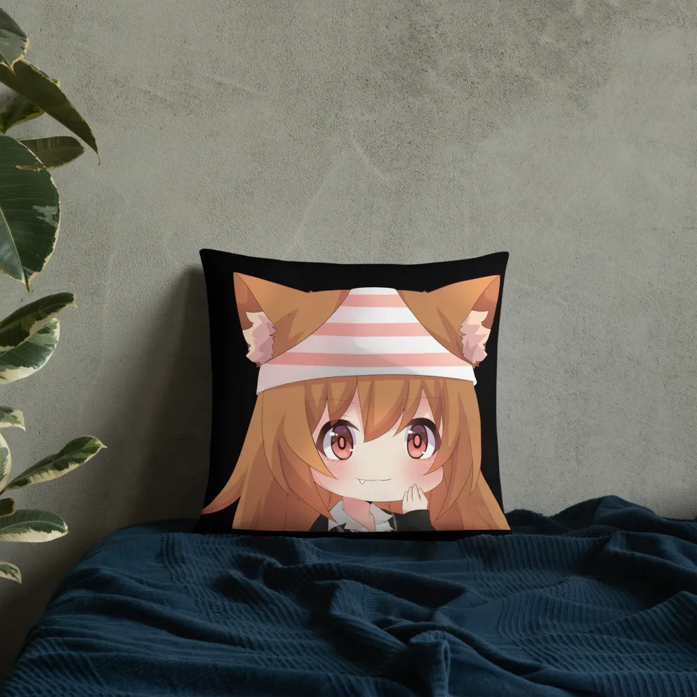 Chibi Kanako Cartoon Print Pillow Black