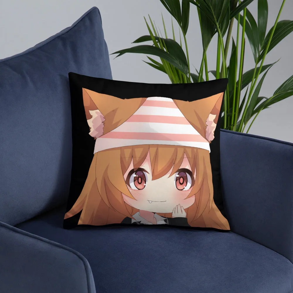 Chibi Kanako Cartoon Print Pillow Black