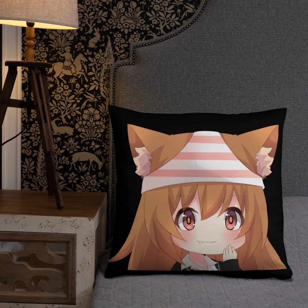 Chibi Kanako Cartoon Print Pillow Black