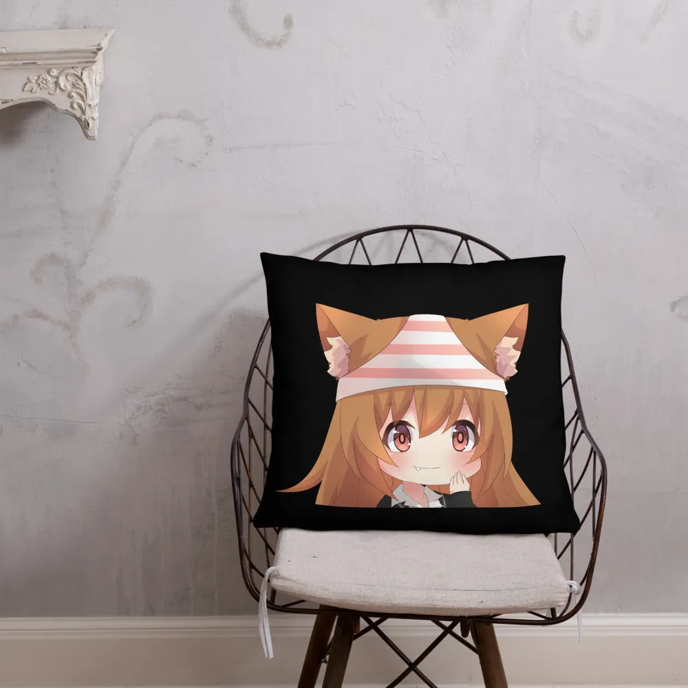 Chibi Kanako Cartoon Print Pillow Black