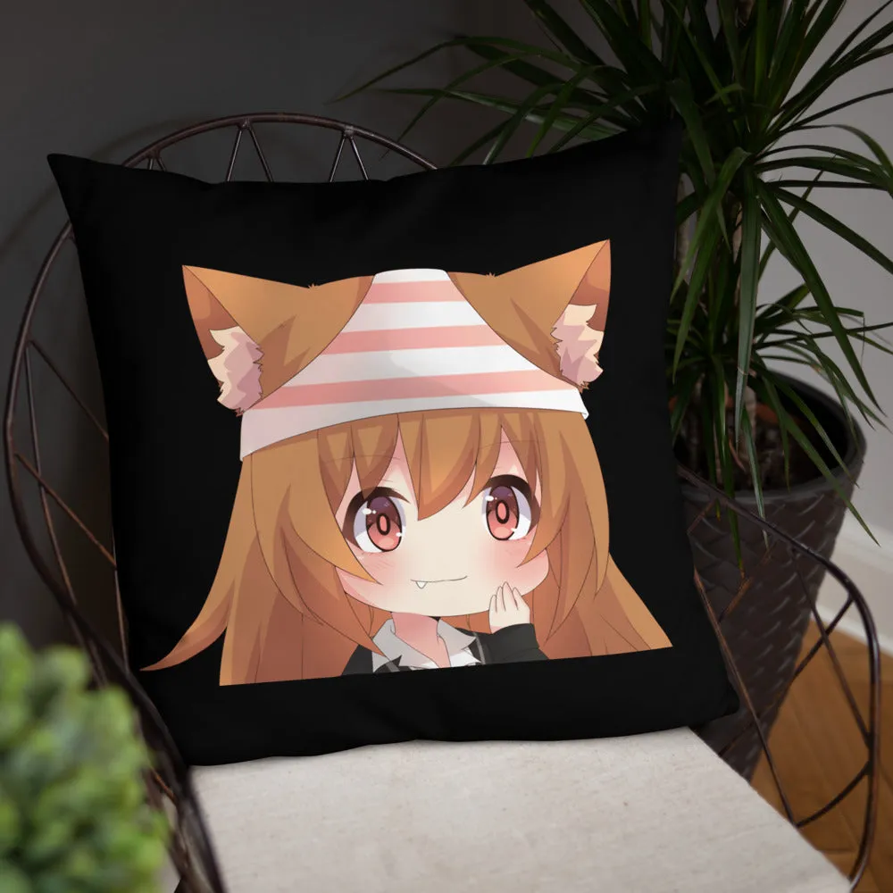 Chibi Kanako Cartoon Print Pillow Black