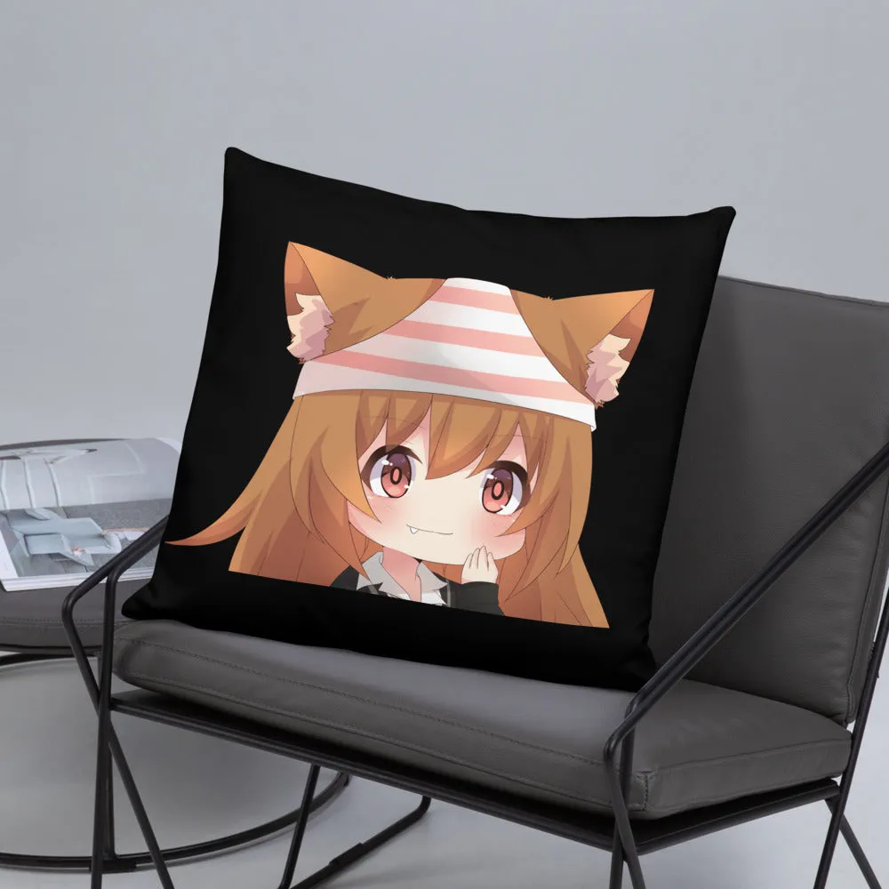 Chibi Kanako Cartoon Print Pillow Black