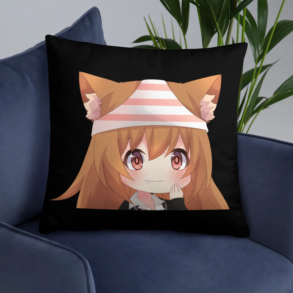 Chibi Kanako Cartoon Print Pillow Black