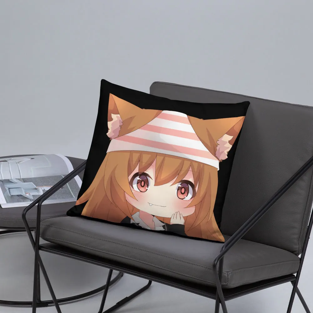 Chibi Kanako Cartoon Print Pillow Black