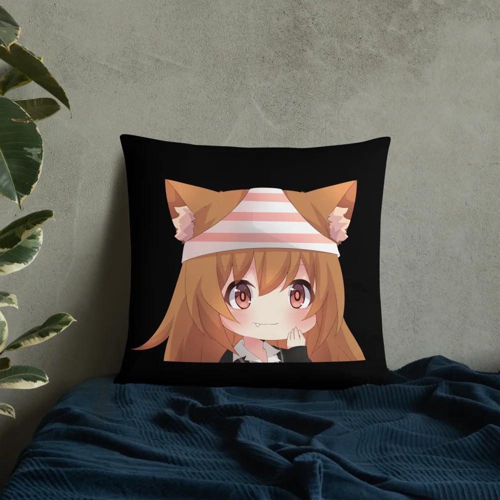 Chibi Kanako Cartoon Print Pillow Black