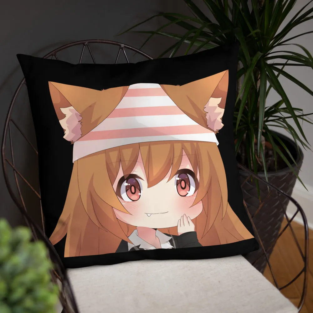 Chibi Kanako Cartoon Print Pillow Black