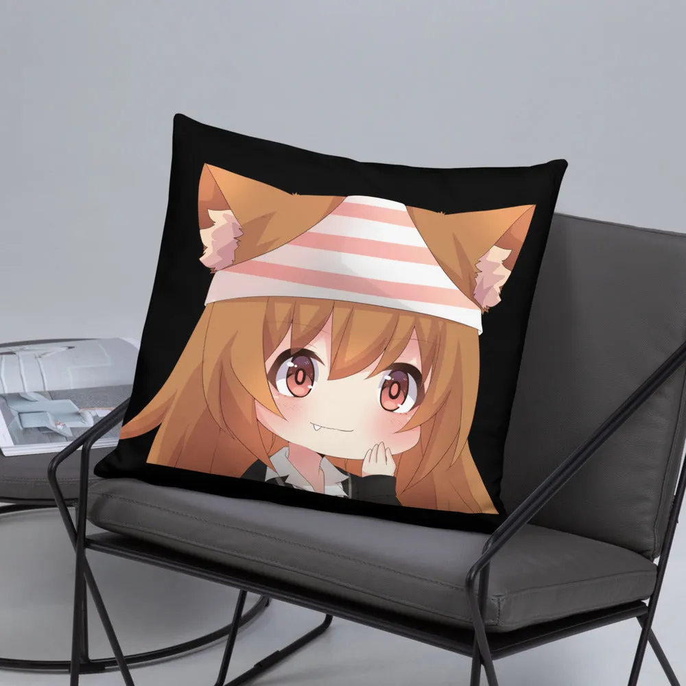 Chibi Kanako Cartoon Print Pillow Black