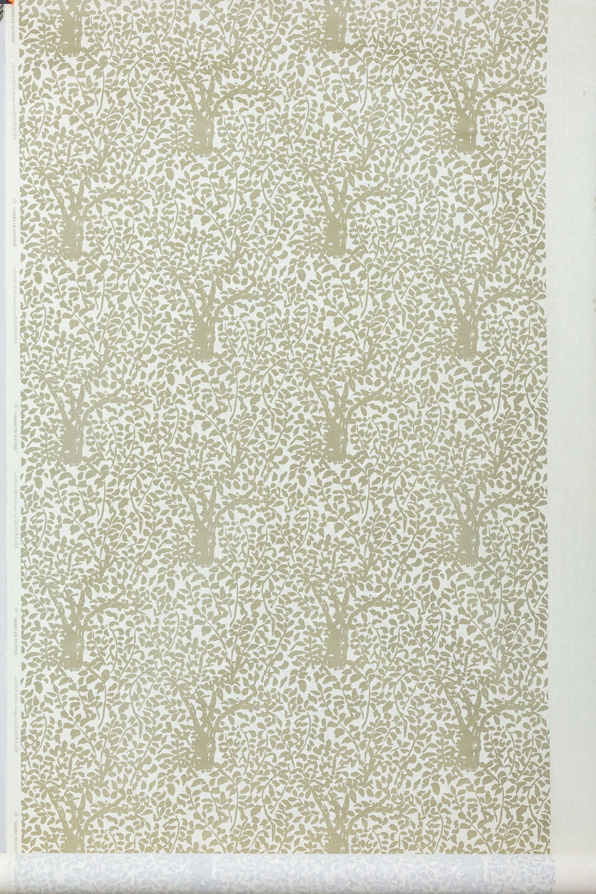 China Seas Fabric: Arbre de Matisse - Custom Gold Metallic on Tinted 100% Linen