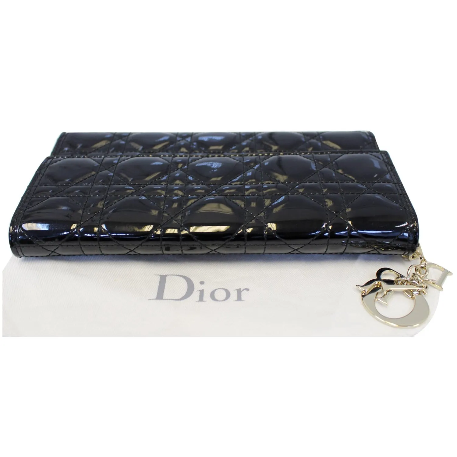 CHRISTIAN DIOR Lady Dior Croisiere Cannage Lambskin Chain Wallet Black