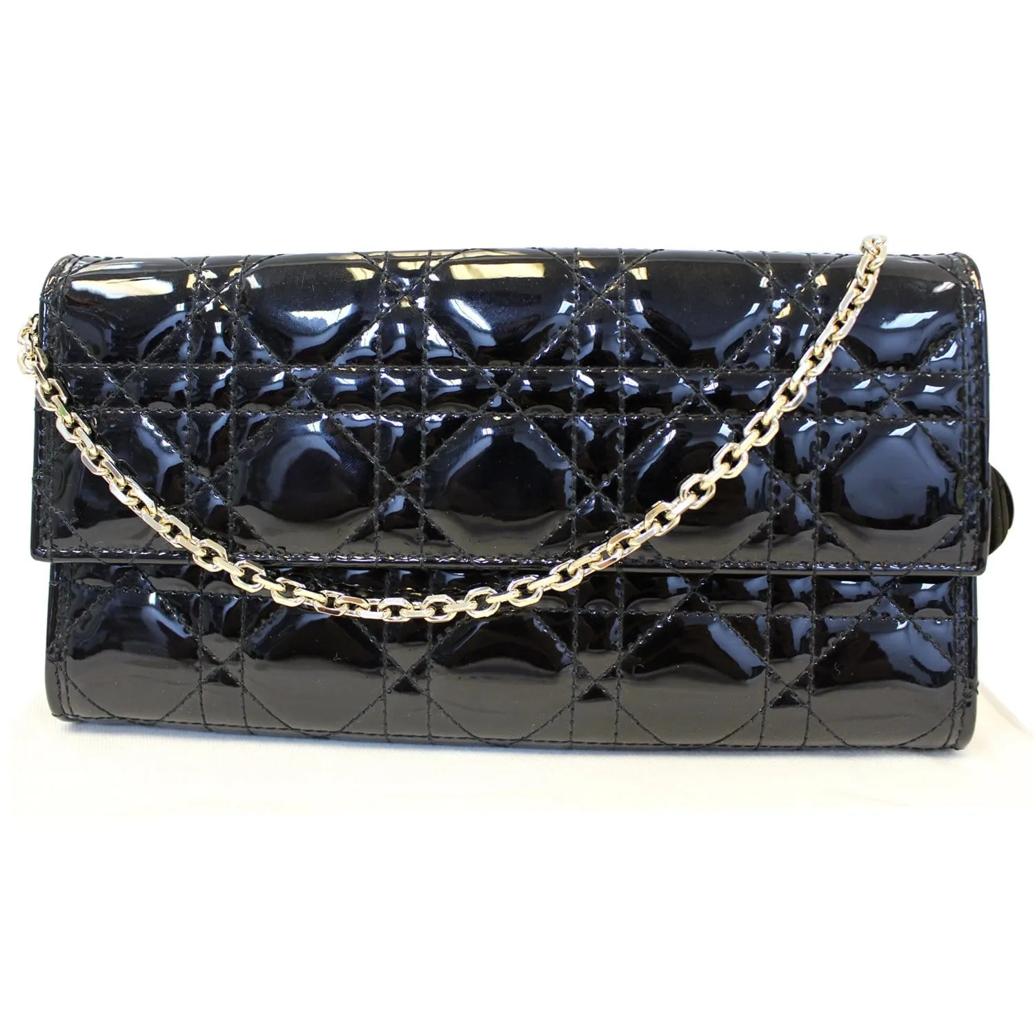 CHRISTIAN DIOR Lady Dior Croisiere Cannage Lambskin Chain Wallet Black