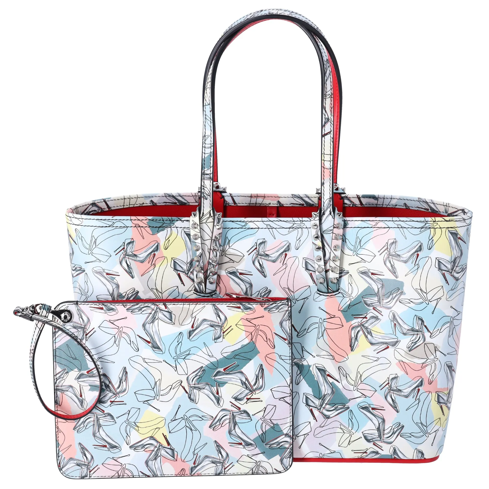 Christian Louboutin Small Cabata Tote Blue Multicolor Paris Shoes