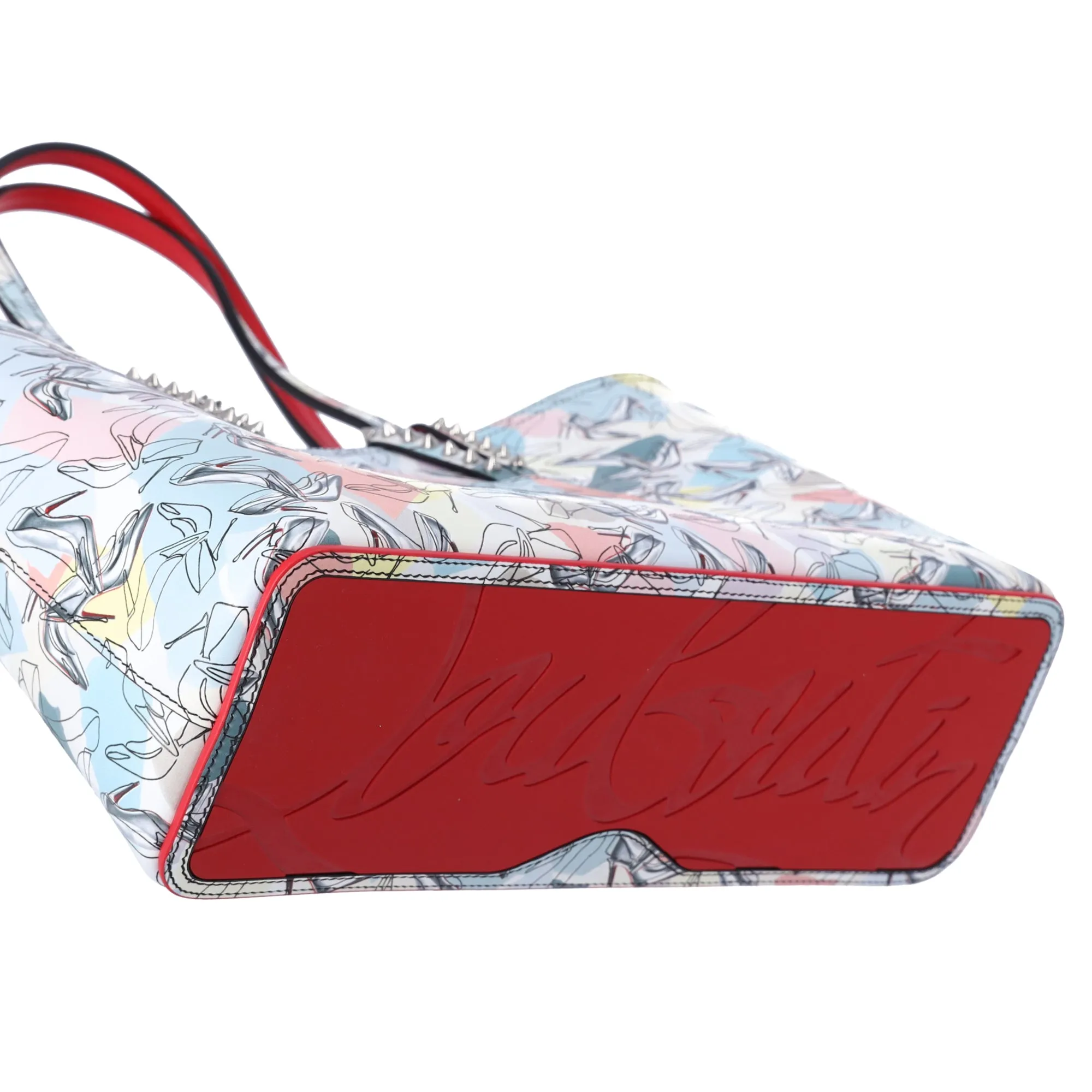 Christian Louboutin Small Cabata Tote Blue Multicolor Paris Shoes