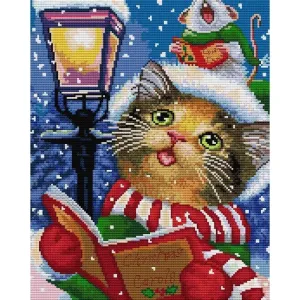 Christmas Cat Cartoon Animal Patterns Embroidery 14CT