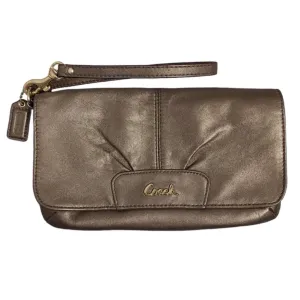 COACH Ashley Bronze Leather Flap Wristlet Wallet