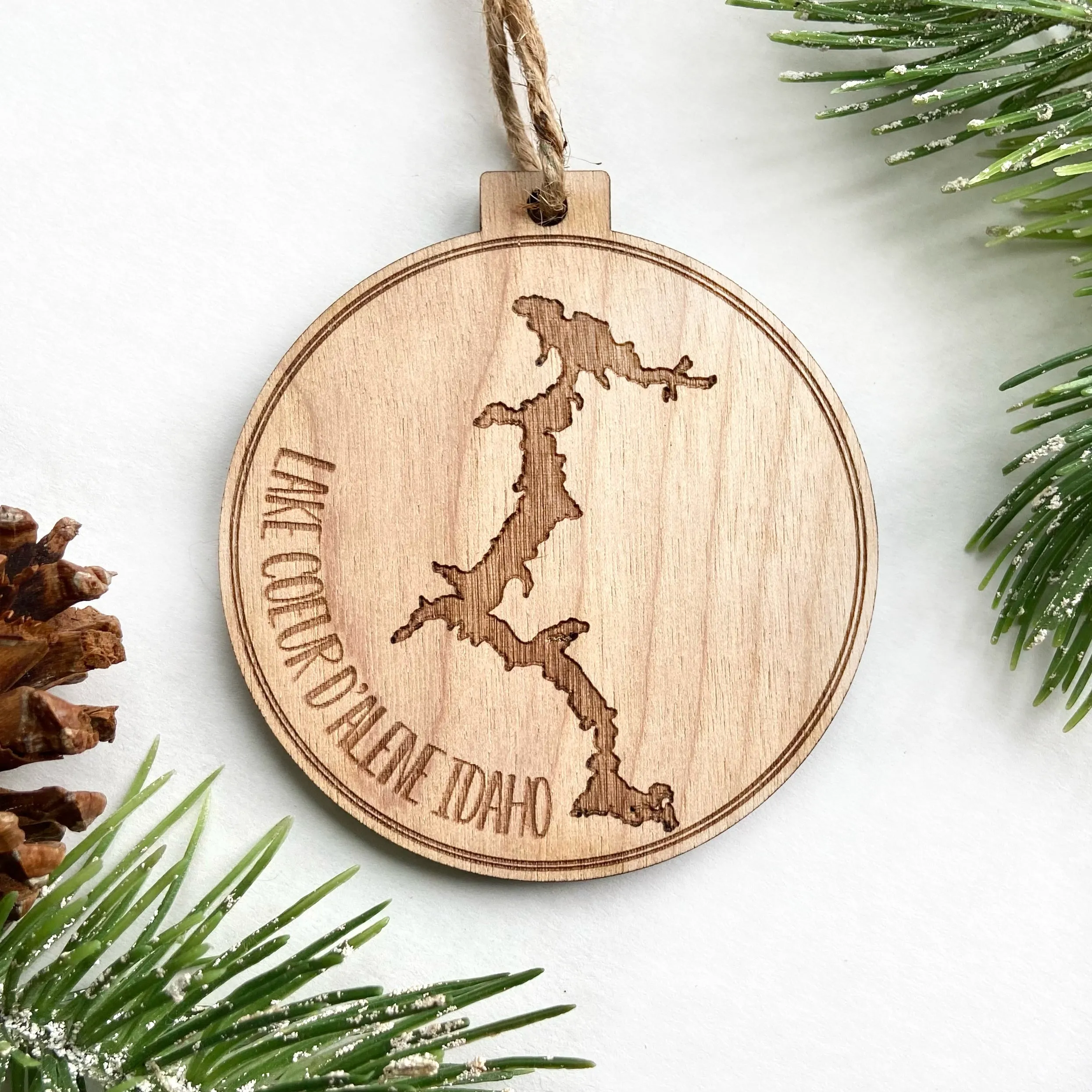 Coeur d’Alene Lake Engraved Christmas Ornament