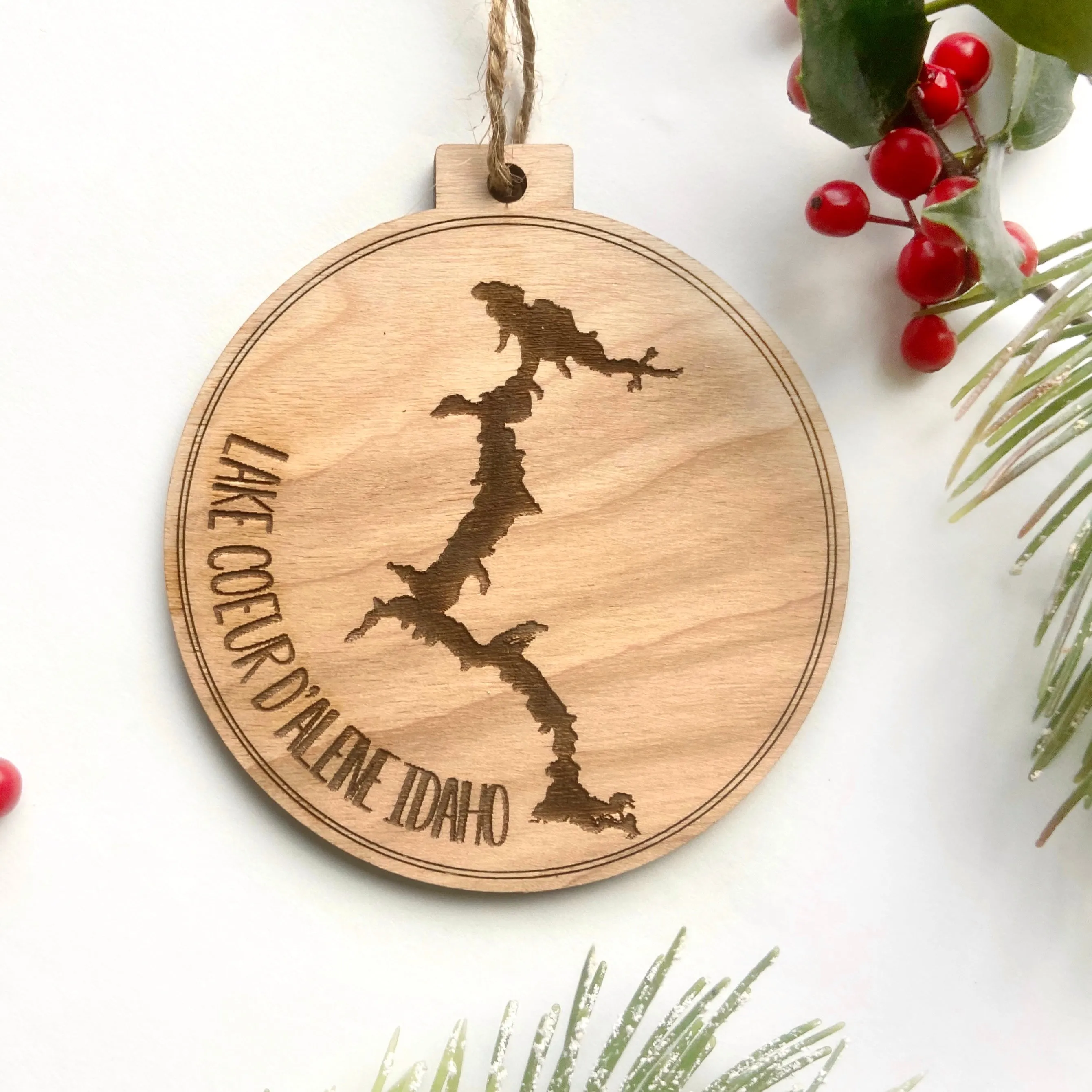 Coeur d’Alene Lake Engraved Christmas Ornament