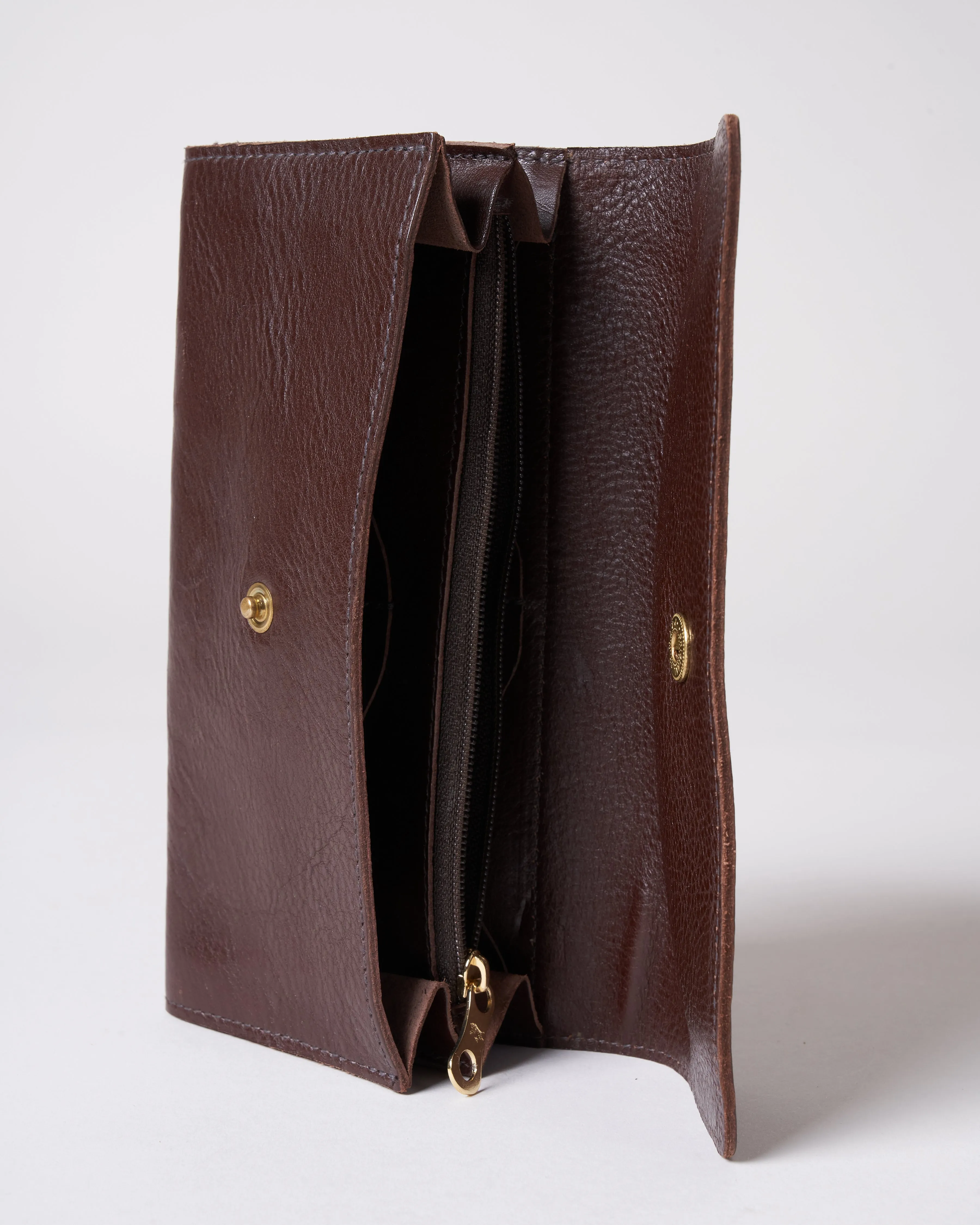 cowhide continental wallet - brown