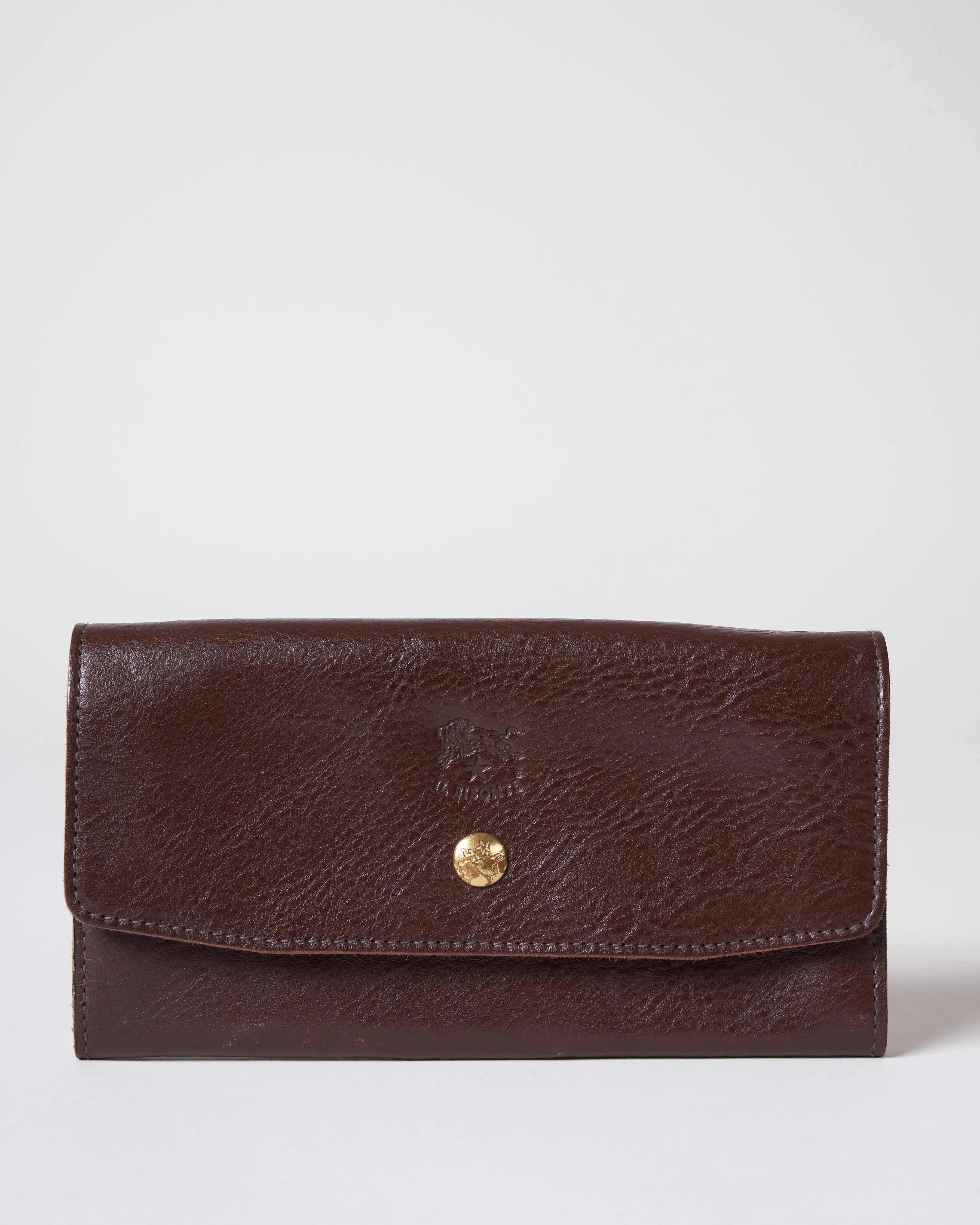 cowhide continental wallet - brown