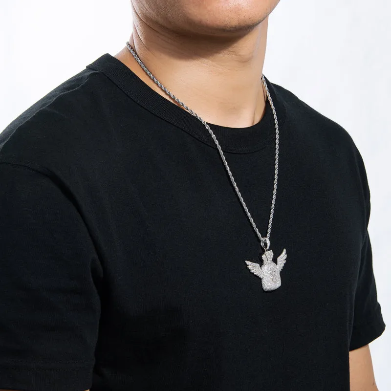 Created Diamond Wallet With Wings Hip Hop Pendant Necklace