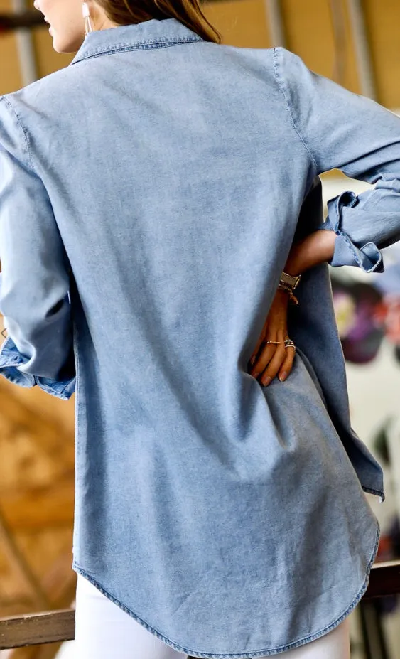 Criss Cross Denim Shirt