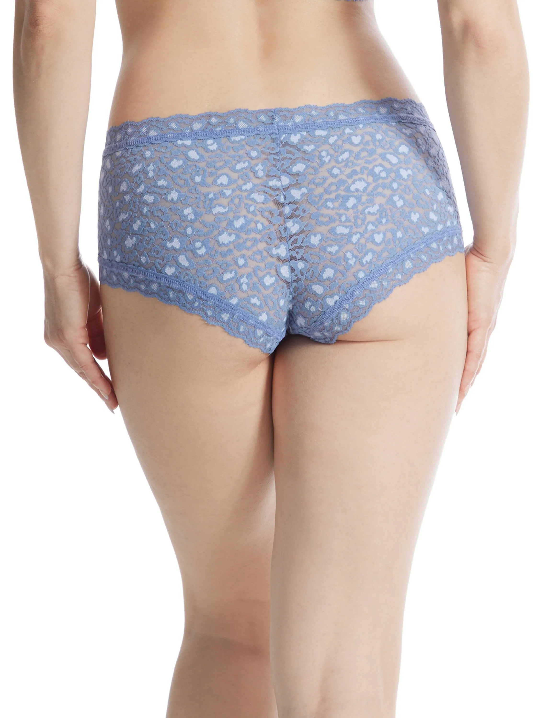 Cross-Dyed Leopard Boyshort Stonewash Blue