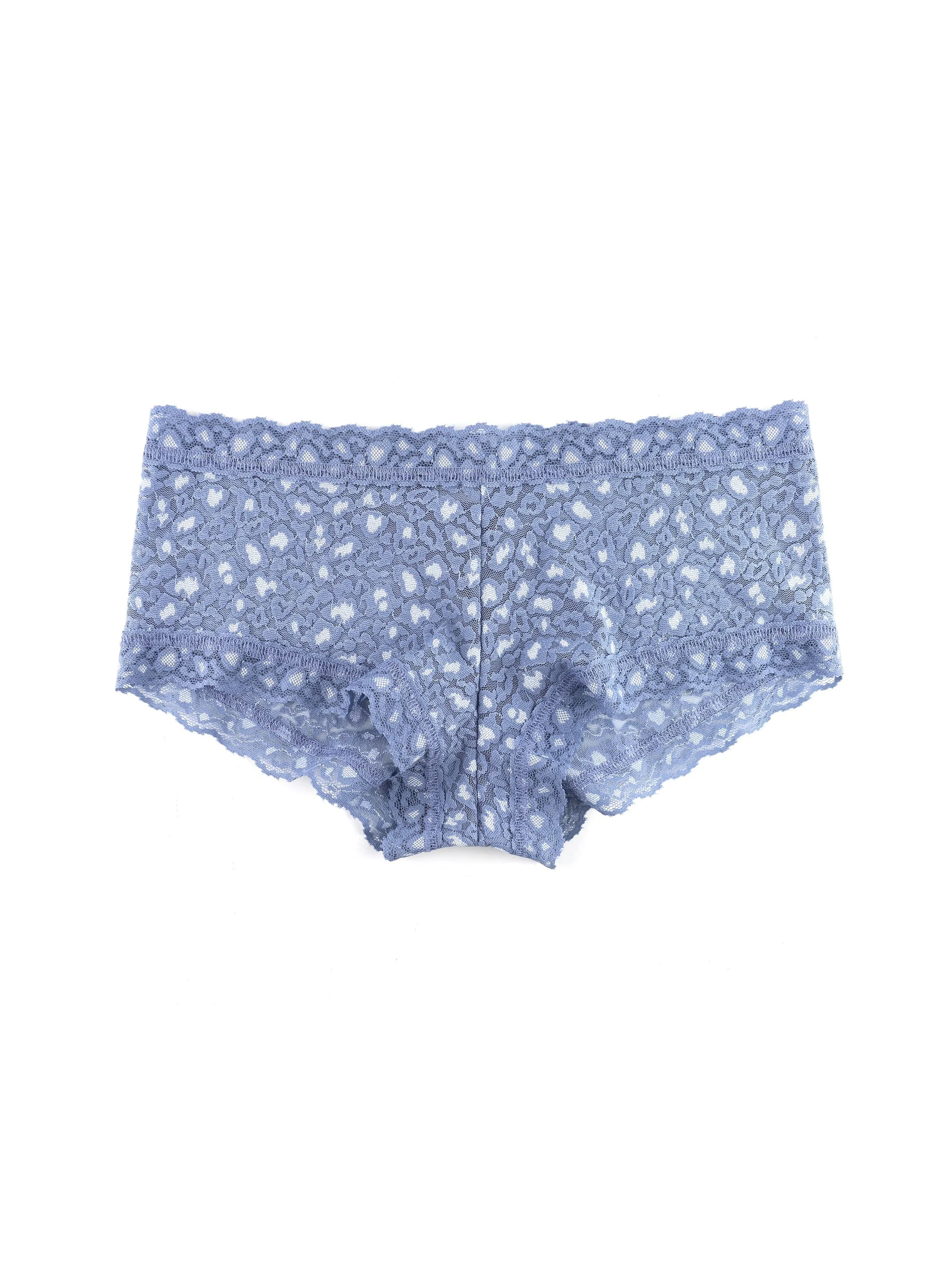 Cross-Dyed Leopard Boyshort Stonewash Blue