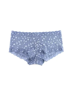Cross-Dyed Leopard Boyshort Stonewash Blue