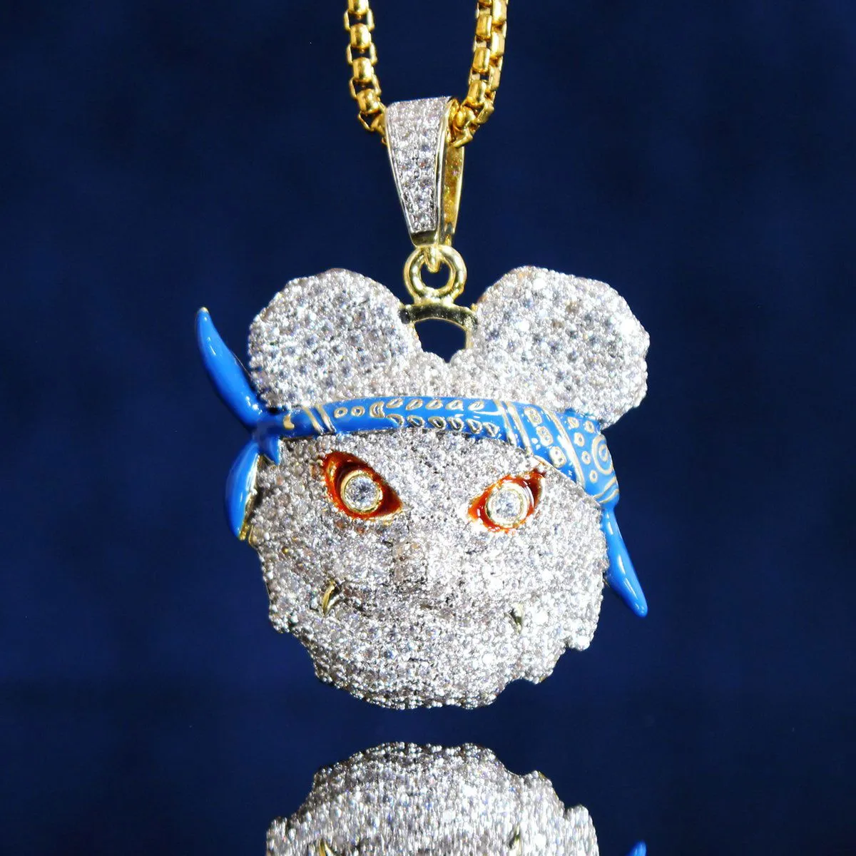 Custom  Panda Face with Bandana Pendant Chain