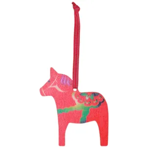 Dala Horse w/pattern Ornament - Red