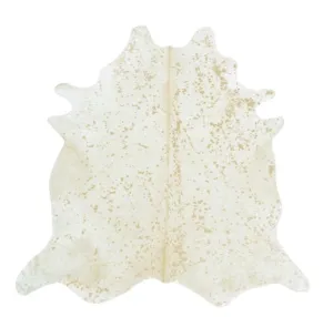 Devore Metallic Gold on Off  White Cowhide Rug