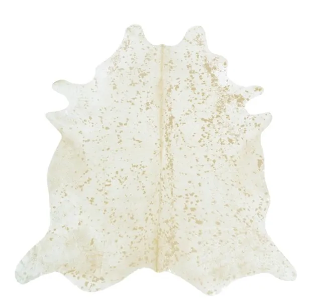 Devore Metallic Gold on Off  White Cowhide Rug