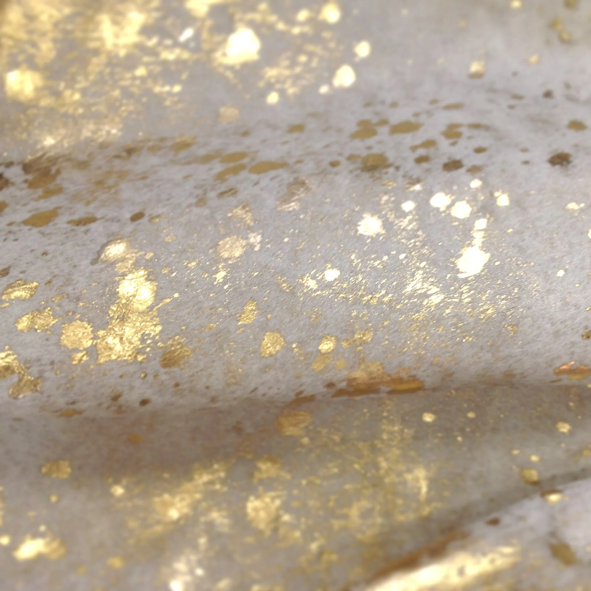 Devore Metallic Gold on Off  White Cowhide Rug