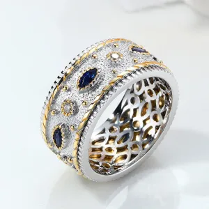 Diamond and Sapphire Spinning Rotatable Band