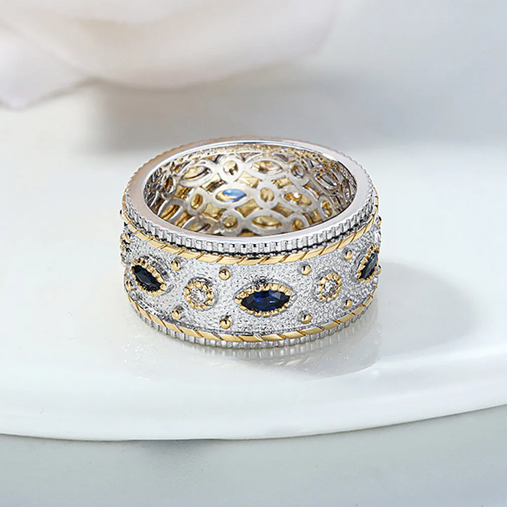 Diamond and Sapphire Spinning Rotatable Band