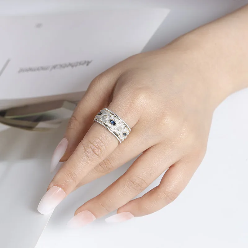 Diamond and Sapphire Spinning Rotatable Band