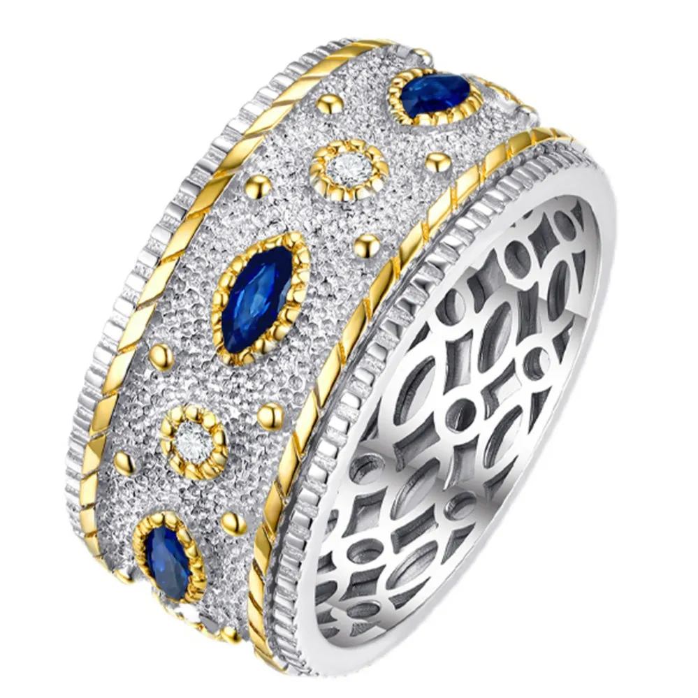 Diamond and Sapphire Spinning Rotatable Band