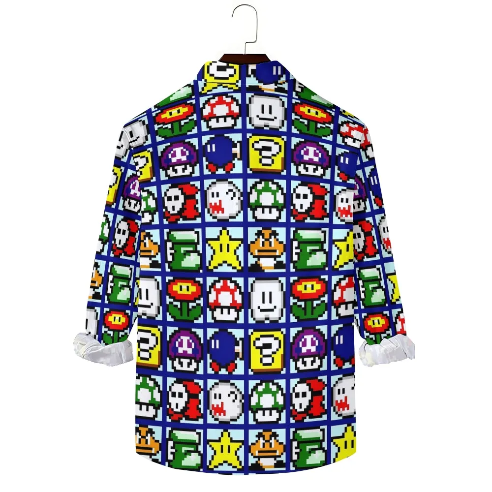 Digital Game Print Casual Short Sleeve Shirt 2403000233