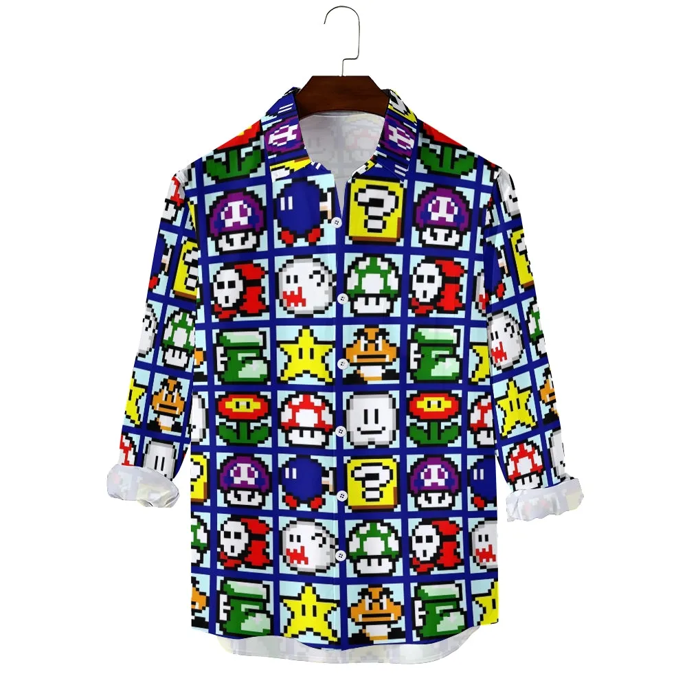Digital Game Print Casual Short Sleeve Shirt 2403000233