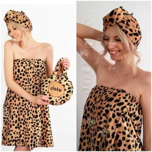 DOTU - Bath 🛁 Wrap Towel Set Cheetah 🐆 Leopard Bath Body Wrap Print towels