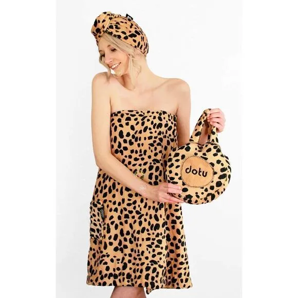 DOTU - Bath 🛁 Wrap Towel Set Cheetah 🐆 Leopard Bath Body Wrap Print towels
