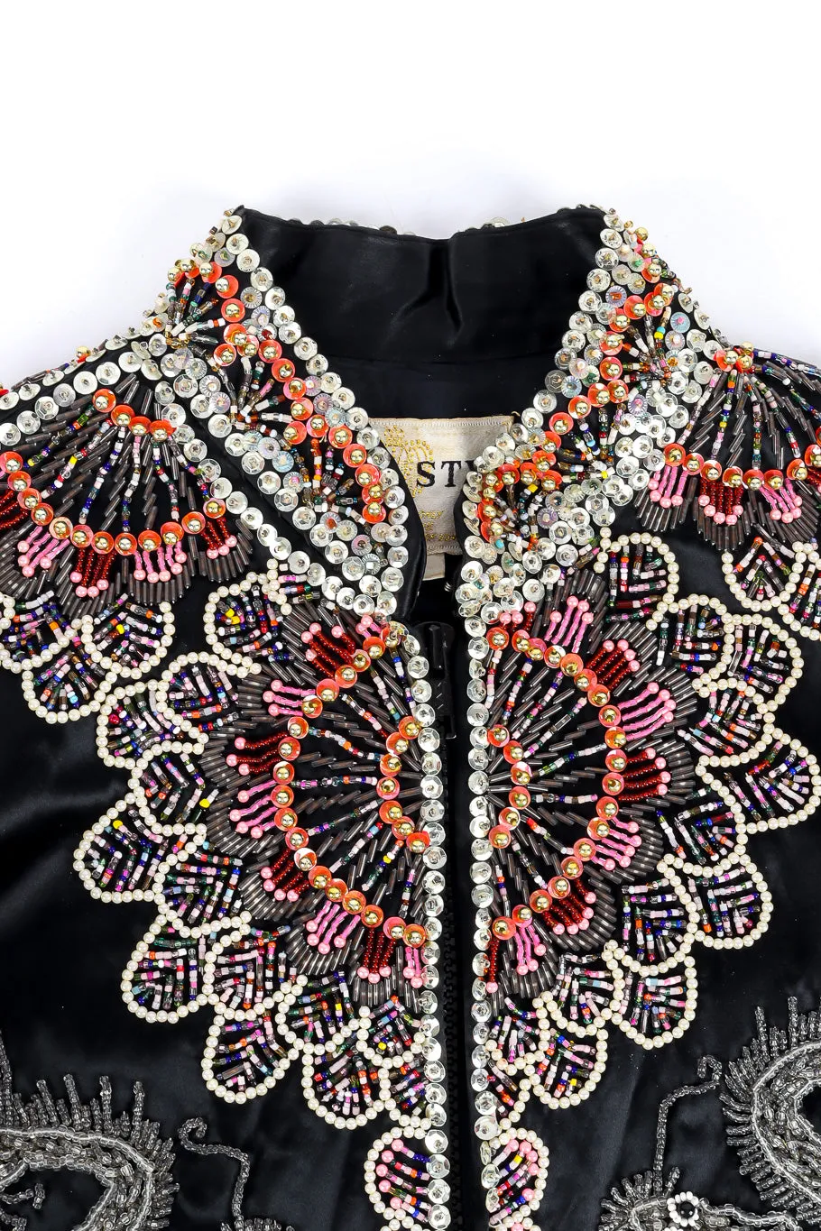 Dragon Phoenix Embellished Silk Jacket