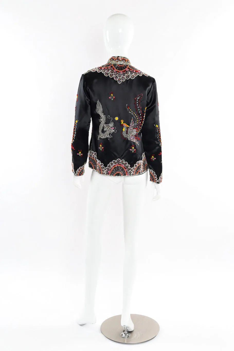 Dragon Phoenix Embellished Silk Jacket